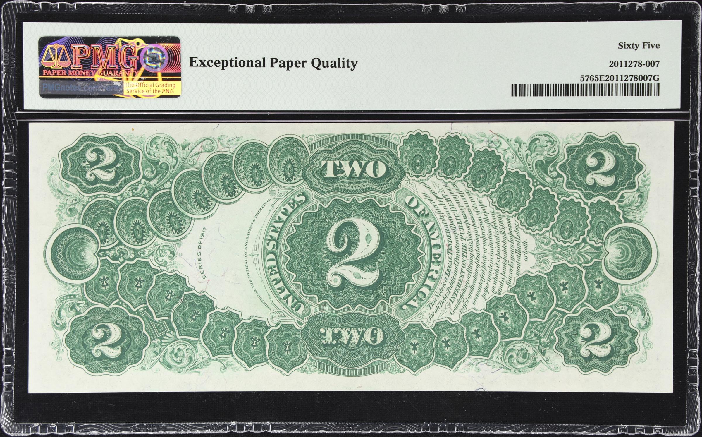image for: Fr. 57. 1917 $2 Legal Tender Note. PMG Gem Uncirculated 65 EPQ.