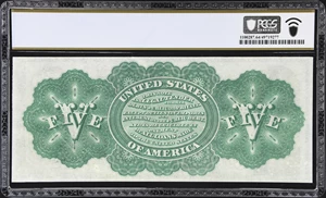 image for: Fr. 63a. 1863 $5 Legal Tender Note. PCGS Banknote Choice Uncirculated 64.