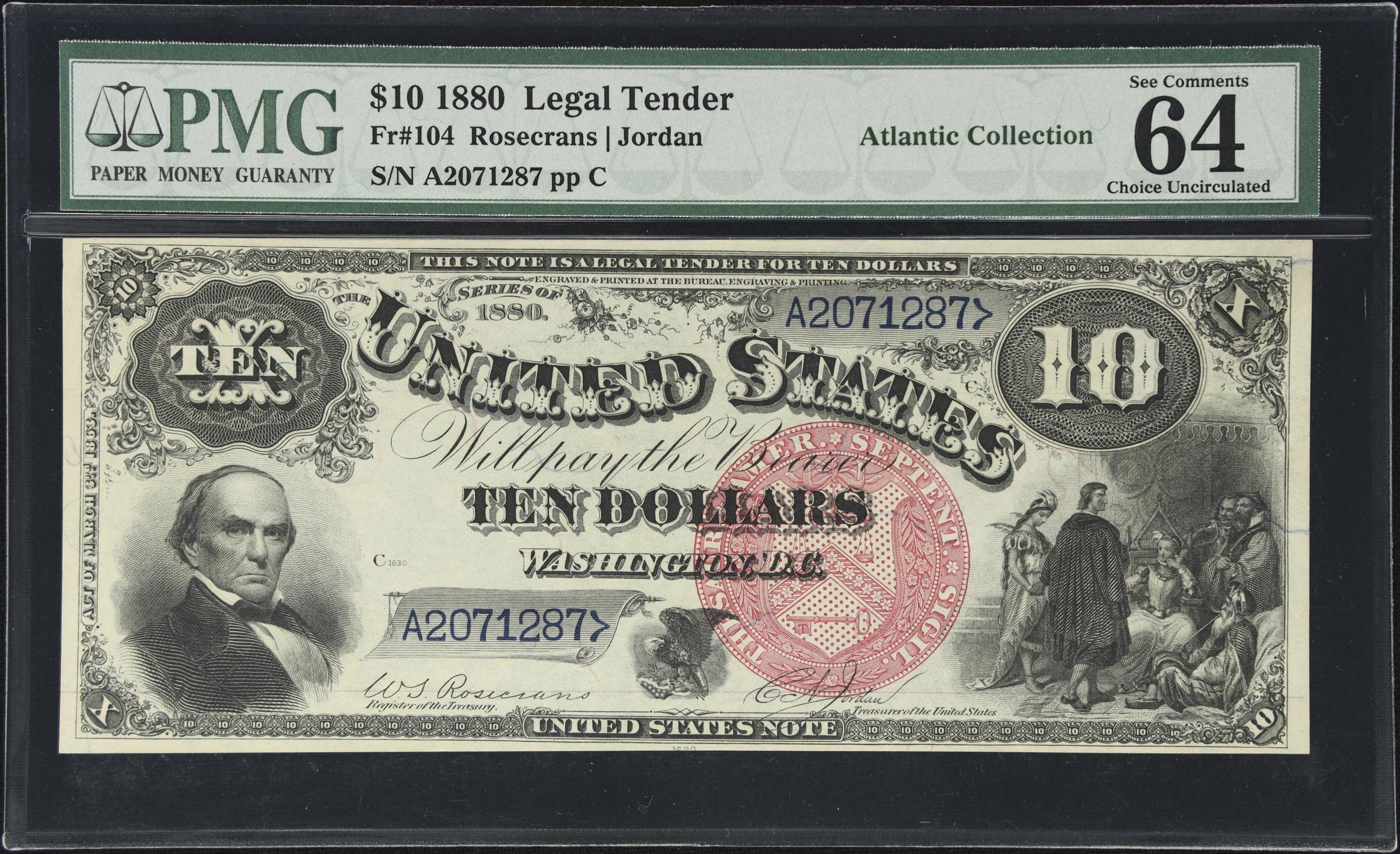 image for: Fr. 104. 1880 $10 Legal Tender Note. PMG Choice Uncirculated 64 EPQ.