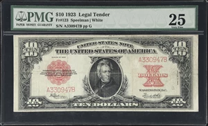 image for: Fr. 123. 1923 $10 Legal Tender Note. PMG Very Fine 25.