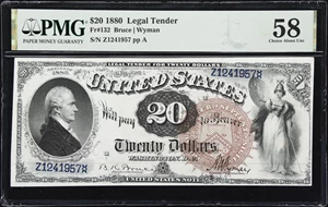 image for: Fr. 132. 1880 $20 Legal Tender Note. PMG Choice About Uncirculated 58.