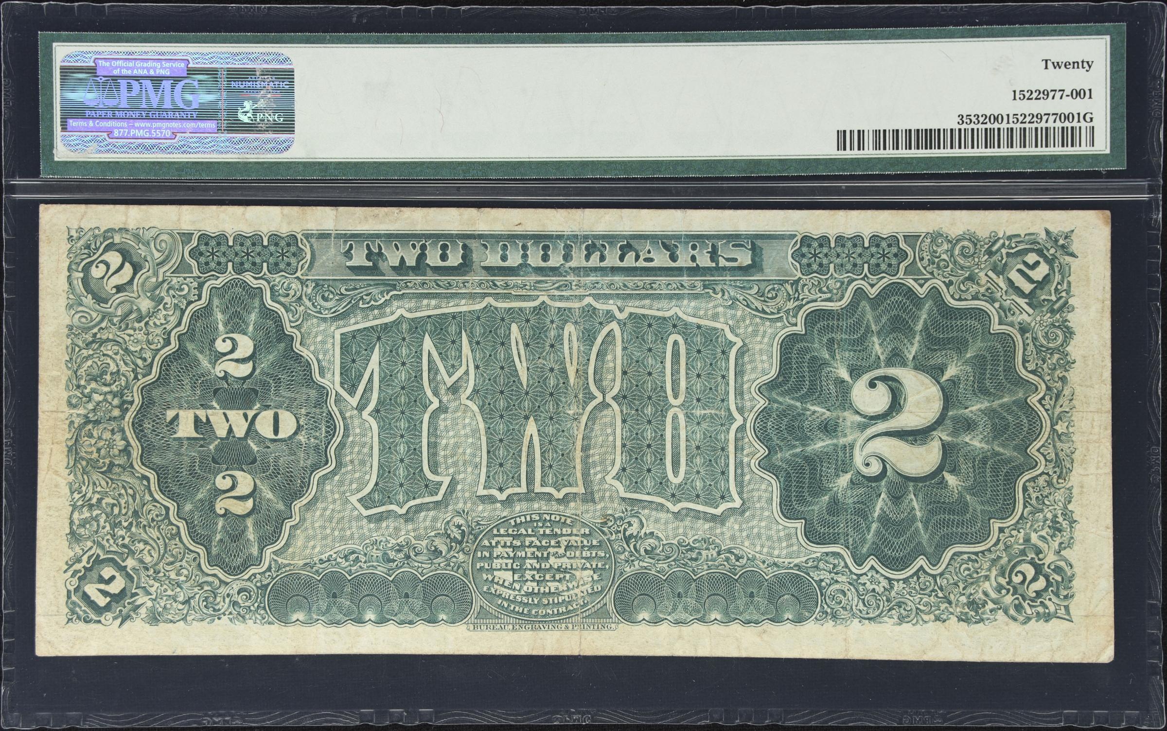 image for: Fr. 353. 1890 $2 Treasury Note. PMG Very Fine 20.