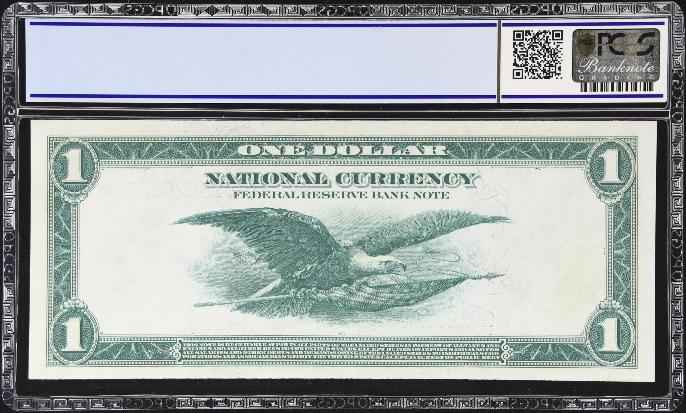 image for: Fr. 729. 1918 $1 Federal Reserve Bank Note. Chicago. PCGS Banknote Grading Gem Uncirculated 66 OPQ.