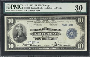 image for: Fr. 813. 1915 $10 Federal Reserve Bank Note. Chicago. PMG Very Fine 30.