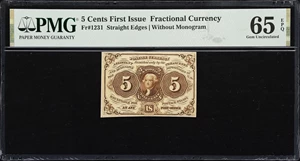 image for: Fr. 1231. 5 Cents. First Issue. PMG Gem Uncirculated 65 EPQ.