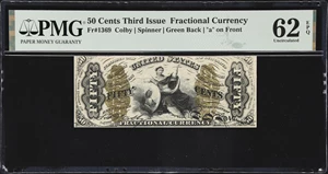 image for: Fr. 1369. 50 Cents. Third Issue. PMG Uncirculated 62 EPQ.