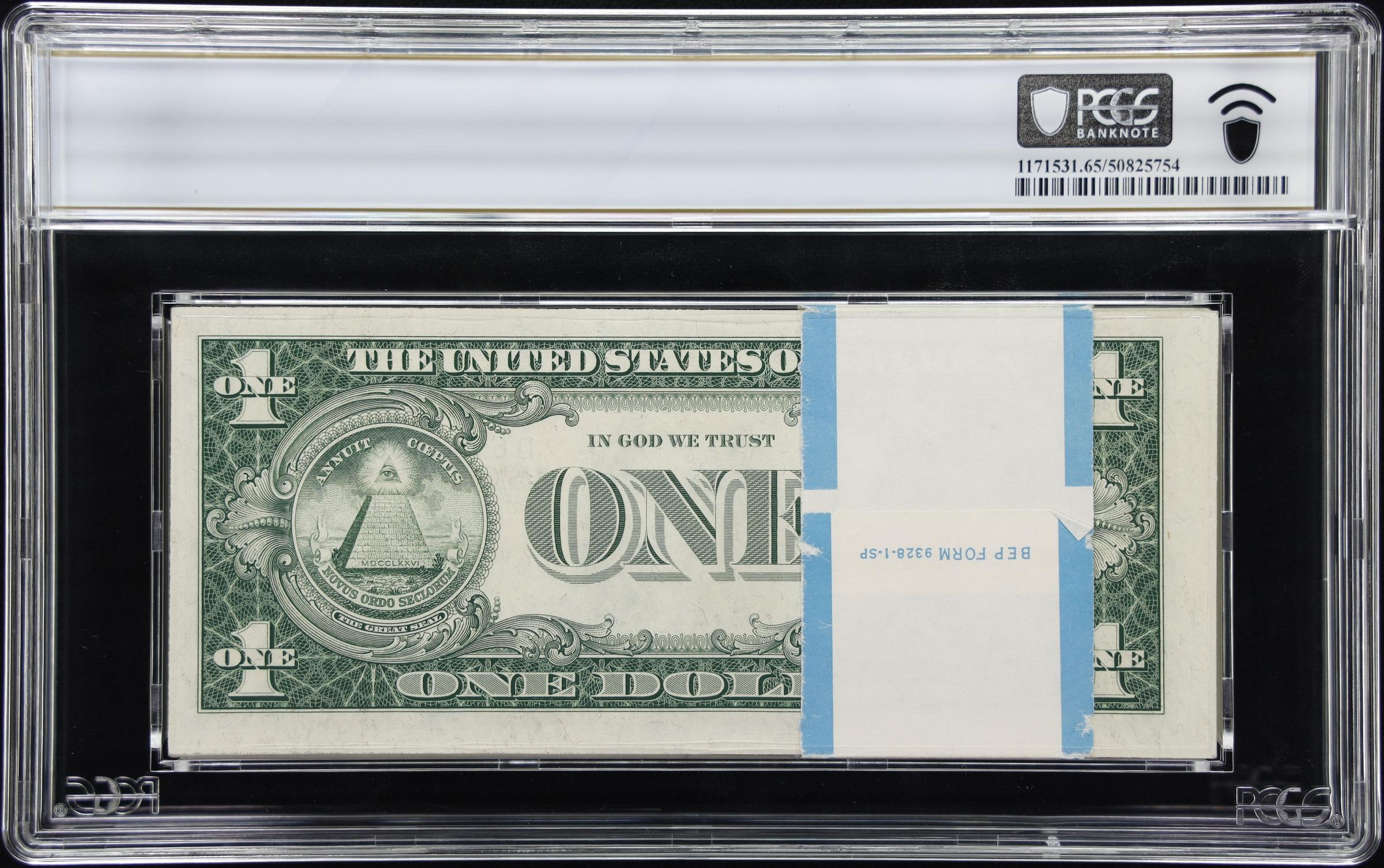 image for: Pack of (100) Fr. 1617. 1935G $1 Silver Certificates. PCGS Banknote Gem Uncirculated 65 PPQ.