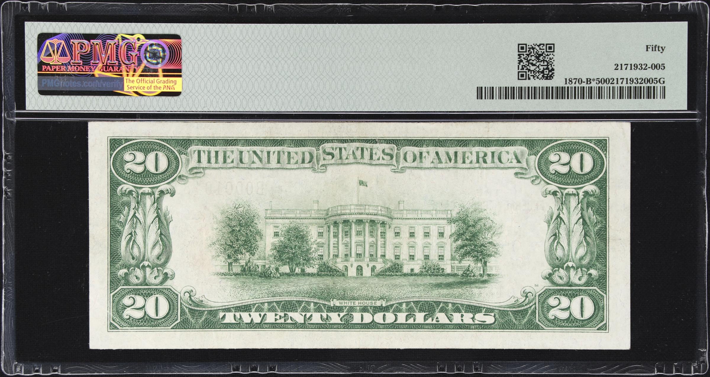 image for: Fr. 1870-B*. 1929 $20 Federal Reserve Bank Star Note. New York. PMG About Uncirculated 50.