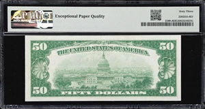 image for: Fr. 2100-J. 1928 $50 Federal Reserve Note. Kansas City. PMG Choice Uncirculated 63 EPQ.
