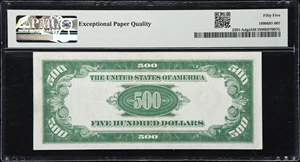 image for: Fr. 2201-Adgs. 1934 Dark Green Seal $500 Federal Reserve Note. Boston. PMG About Uncirculated 55 EPQ.