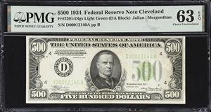 image for: Fr. 2201-Dlgs. 1934 Light Green Seal $500 Federal Reserve Note. Cleveland. PMG Choice Uncirculated 63 EPQ.