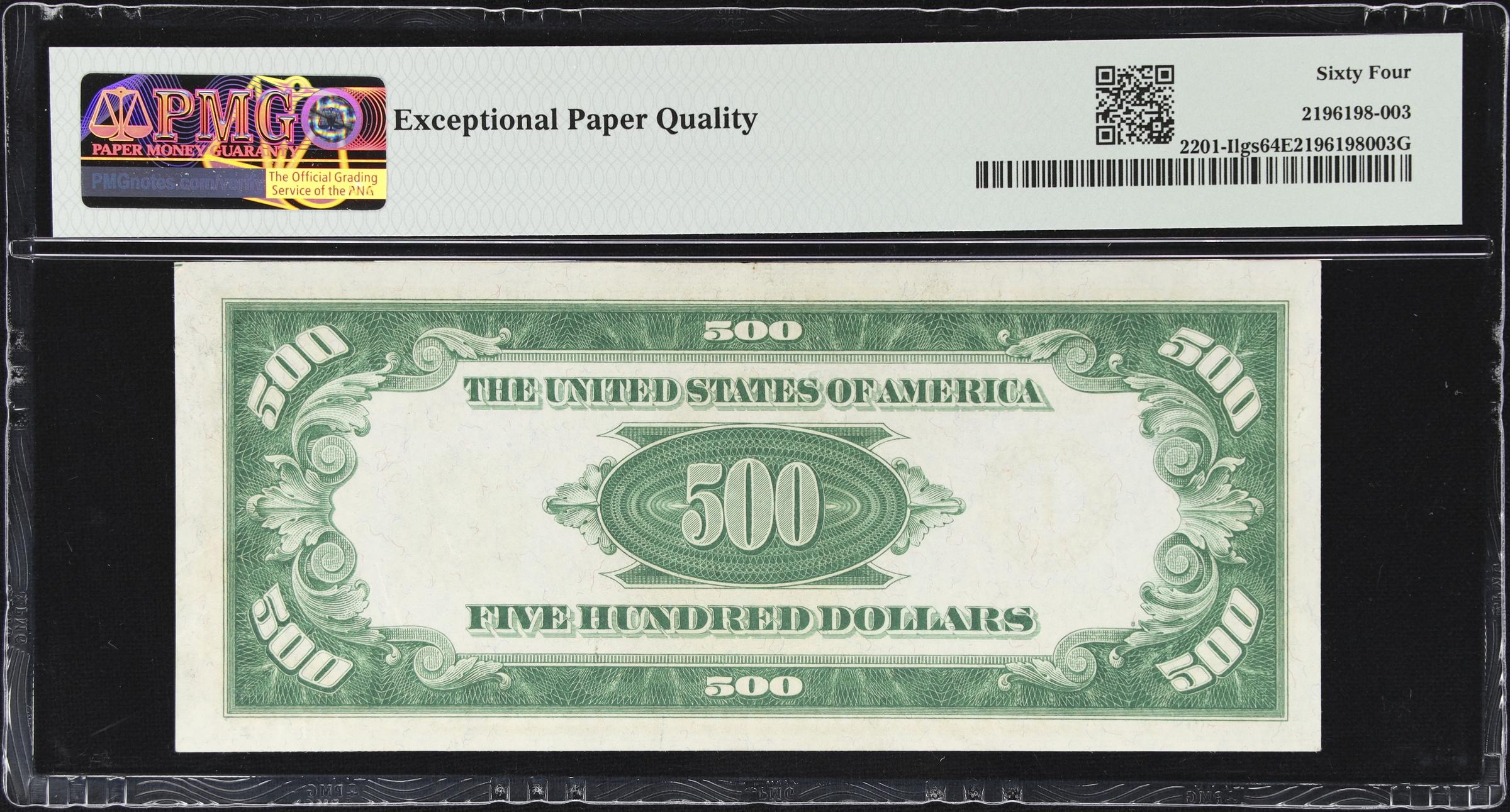 image for: Fr. 2201-Ilgs. 1934 Light Green Seal $500 Federal Reserve Note. Minneapolis. PMG Choice Uncirculated 64 EPQ.