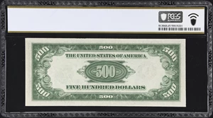 image for: Fr. 2201-L. 1934 Dark Green Seal $500 Federal Reserve Note. San Francisco. PCGS Banknote Gem Uncirculated 65 PPQ.