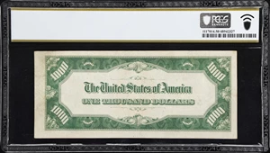 image for: Fr. 2210-B. 1928 Dark Green Seal $1000 Federal Reserve Note. New York. PCGS Banknote About Uncirculated 50.