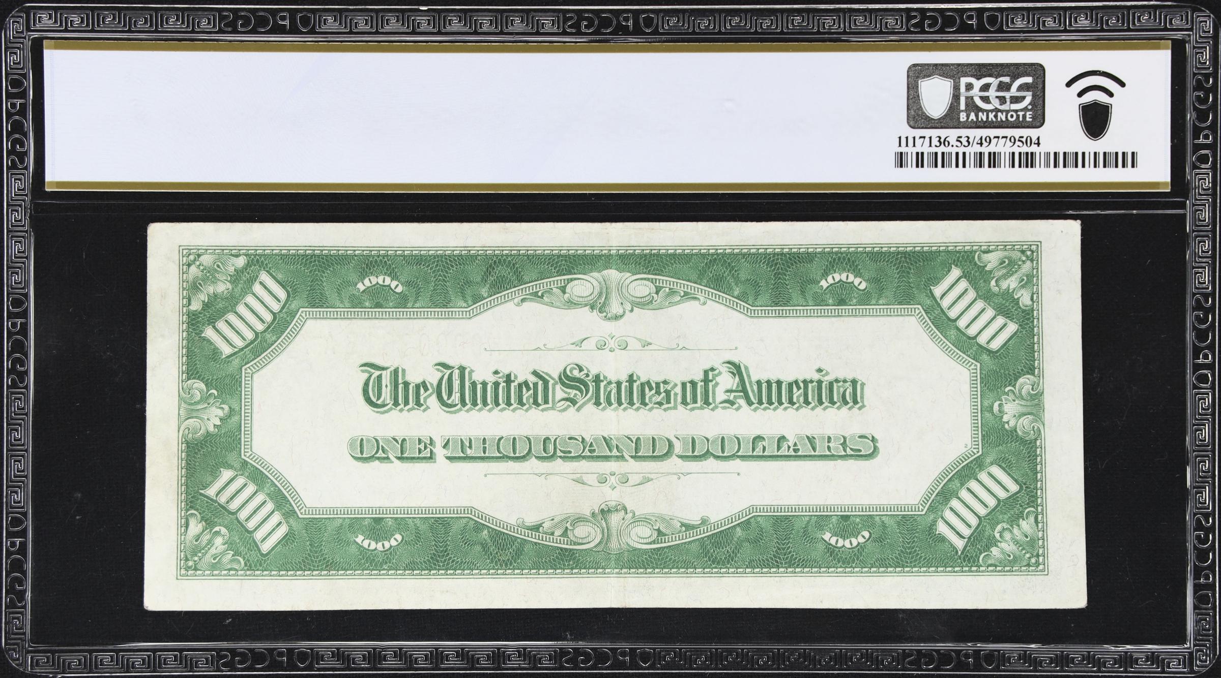 image for: Fr. 2211-K. 1934 Light Green Seal $1000 Federal Reserve Note. Dallas. PCGS Banknote About Uncirculated 53.