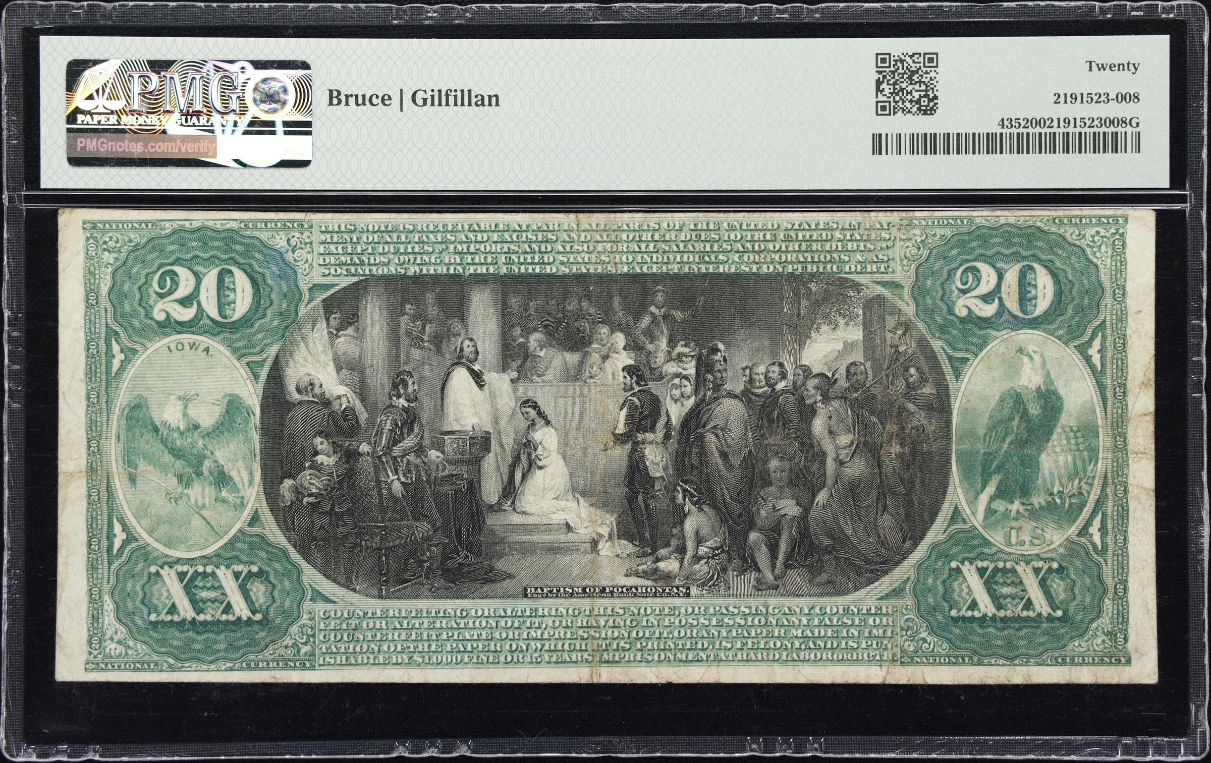 image for: Le Mars, Iowa. $20 1875. Fr. 435. First NB. Charter #2728. PMG Very Fine 20.