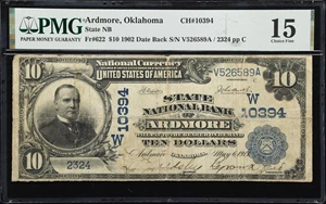 image for: Ardmore, Oklahoma. $10 1902 Date Back. Fr. 622. State NB. Charter #10394. PMG Choice Fine 15.