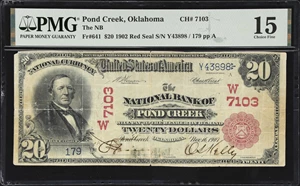 image for: Pond Creek, Oklahoma. $20 1902 Red Seal. Fr. 641. NB. Charter #7103. PMG Choice Fine 15.