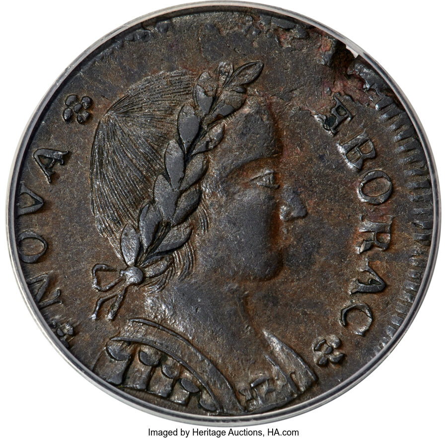 image for: 1787 Nova Eborac Copper, Seated Left, W-5755, R.3, MS62 Brown PCGS....