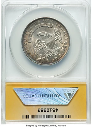 image for: 1835 50C O-105, R.2, AU53 ANACS. Mintage 5,352,006....