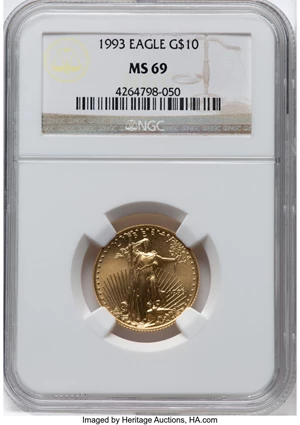 image for: 1993 $10 Quarter-Ounce Gold Eagle MS69 NGC. ...