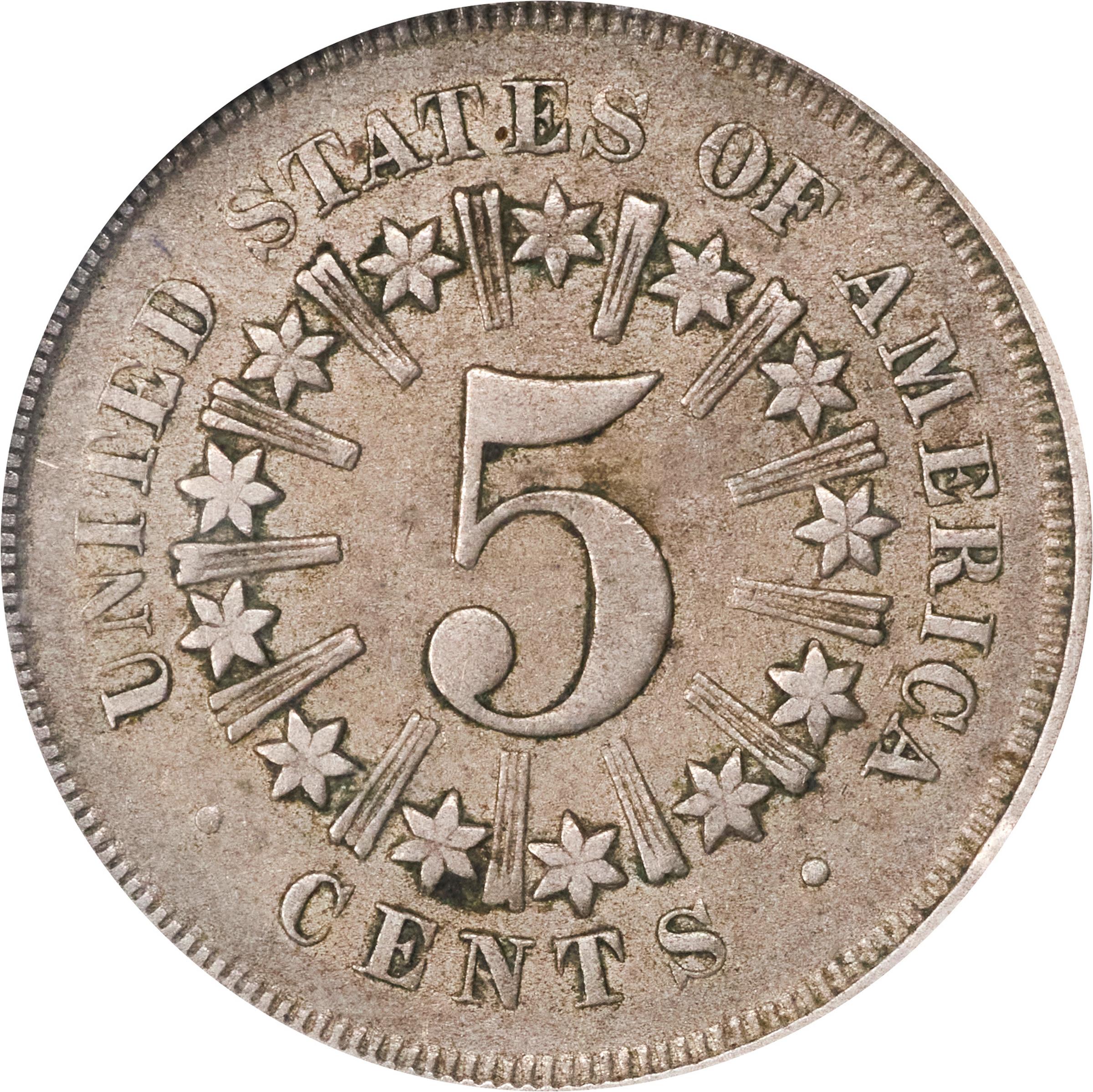 image for: 1866 Shield Nickel. Doubled Die Obverse. EF-40 (NGC).