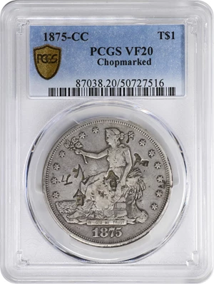 image for: 1875-CC Trade Dollar. Chop Mark. VF-20 (PCGS).