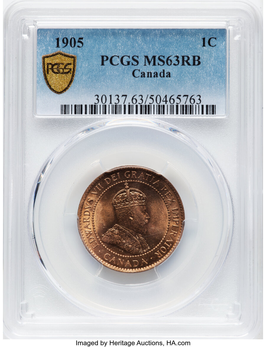 image for: Canada: Edward VII Cent 1905 MS63 Red and Brown PCGS,...