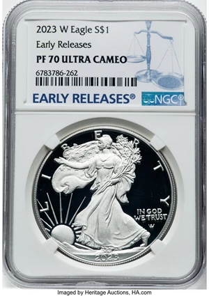 image for: 2023-W $1 Silver Eagle, Early Releases, PR70 Ultra Cameo NGC....