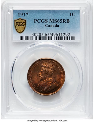 image for: Canada: George V Cent 1917 MS65 Red and Brown PCGS,...