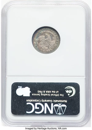 image for: 1821 10C Small Date, JR-8, R.2, AU53 NGC. NGC Census: (6/105). Mintage 1,186,512....