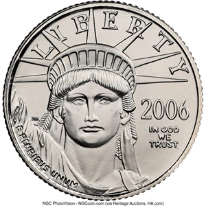 image for: 2006 $10 Tenth-Ounce Platinum Eagle MS69 NGC. Mintage 11,001. ...