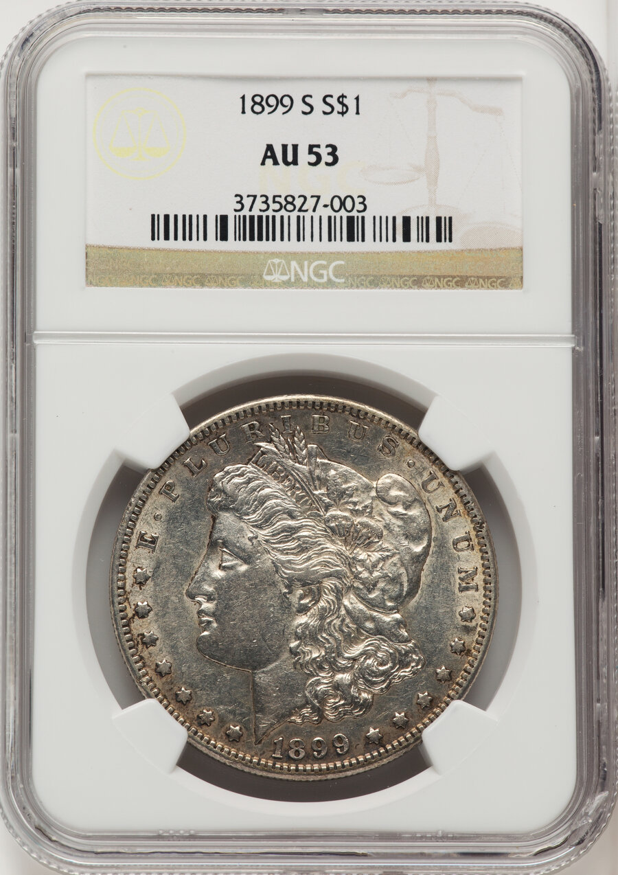 1899-S $1 AU53 NGC. Mintage 2,562,000. ...