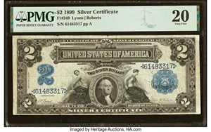 image for: Fr. 249 $2 1899 Silver Certificate PMG Very Fine 20....