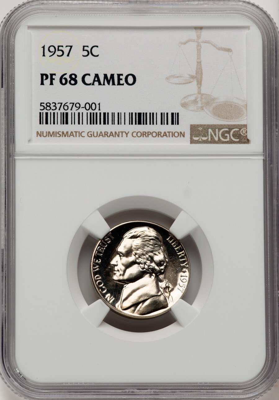 image for: 1957 5C PR68 Cameo NGC. NGC Census: (66/25).  ...