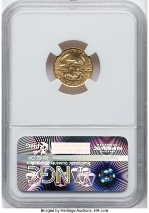 image for: 1989 $5 Tenth-Ounce Gold Eagle MS69 NGC. Mintage 264,790. ...