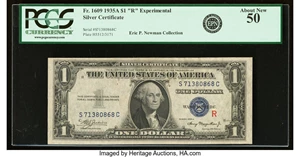 image for: Fr. 1609 $1 1935A R Silver Certificate. PCGS About New 50....