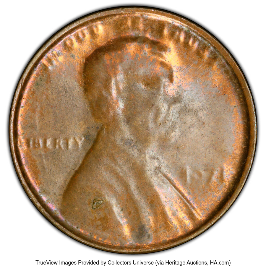 image for: 1971 1C Lincoln Cent -- Struck Through Capped Die -- MS62 Red and Brown PCGS. PCGS Population: (6/91 and 0/1+). NGC Census:...