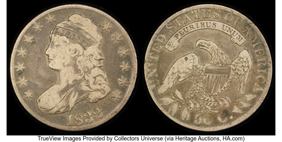 image for: 1832 50C Small Letters, O-118, R.1, Fine 12 PCGS. Mintage 4,797,000....