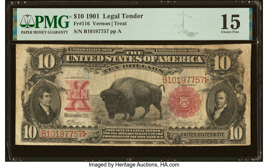 image for: Fr. 116 $10 1901 Legal Tender PMG Choice Fine 15....