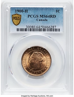 image for: Canada: Victoria Cent 1900-H MS64 Red PCGS,...