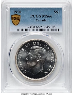 image for: Canada: George VI Dollar 1950 MS66 PCGS,...