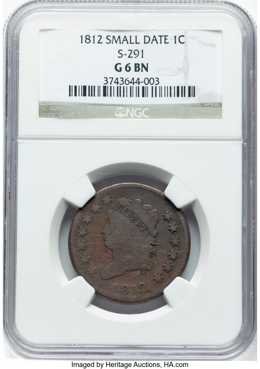 image for: 1812 1C Small Date, S-291, B-1, R.2, Good 6 NGC. NGC Census: (2/16)....