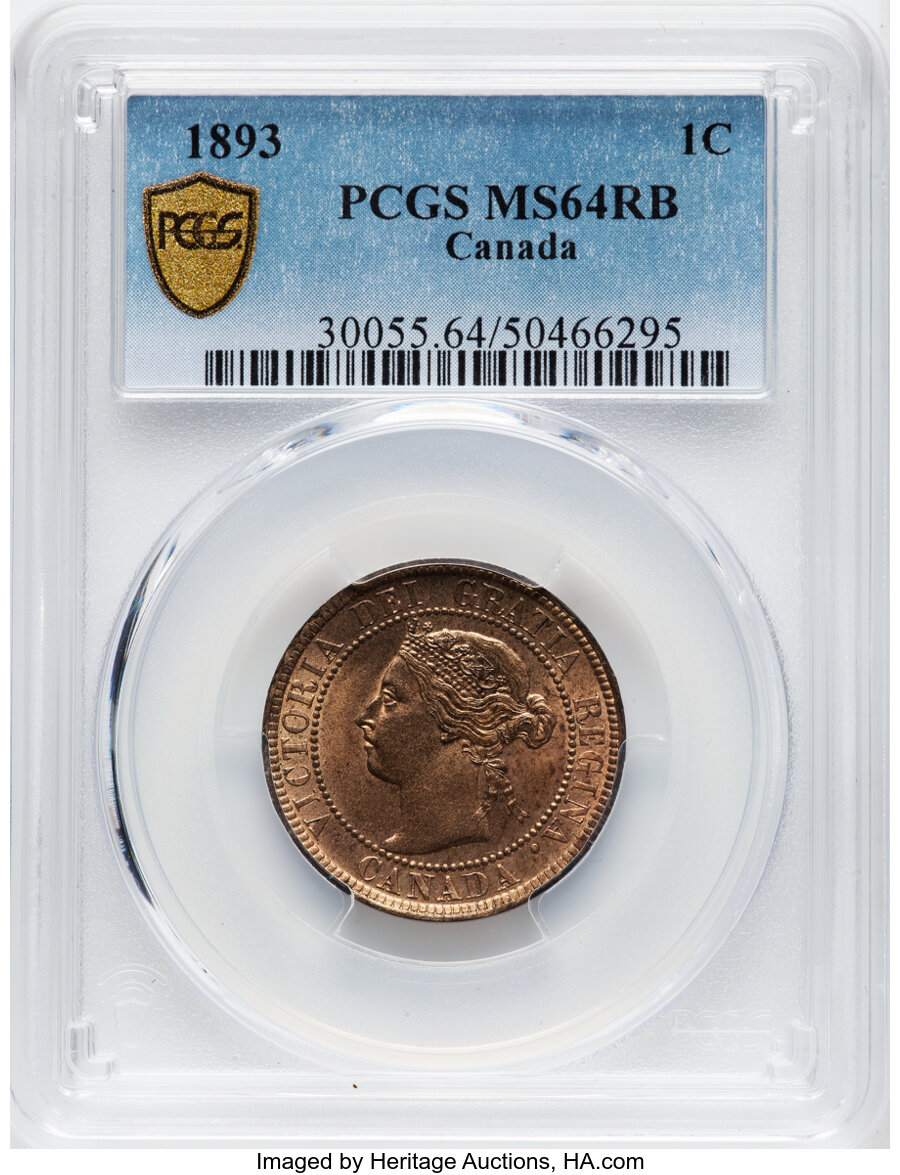 image for: Canada: Victoria Cent 1893 MS64 Red and Brown PCGS,...