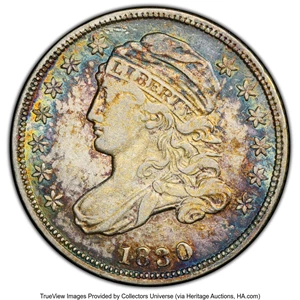 image for: 1830 10C Medium 10C, JR-6, R.2, XF45 PCGS. PCGS Population: (31/180 and 0/4+). Mintage 510,000....