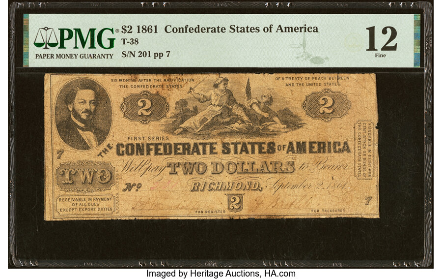 image for: T38 $2 1861 PF-1 Cr. 286 PMG Fine 12....
