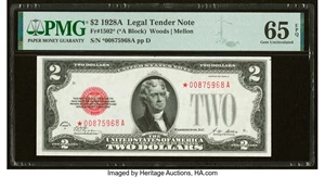 image for: Fr. 1502* $2 1928A Legal Tender Star Note. PMG Gem Uncirculated 65 EPQ....