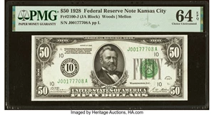 image for: Fr. 2100-J $50 1928 Federal Reserve Note. PMG Choice Uncirculated 64 EPQ....