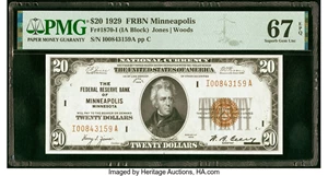 image for: Fr. 1870-I $20 1929 Federal Reserve Bank Note. PMG Superb Gem Unc 67 EPQ....
