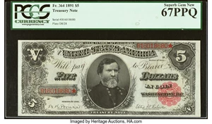 image for: Fr. 364 $5 1891 Treasury Note PCGS Superb Gem New 67PPQ....